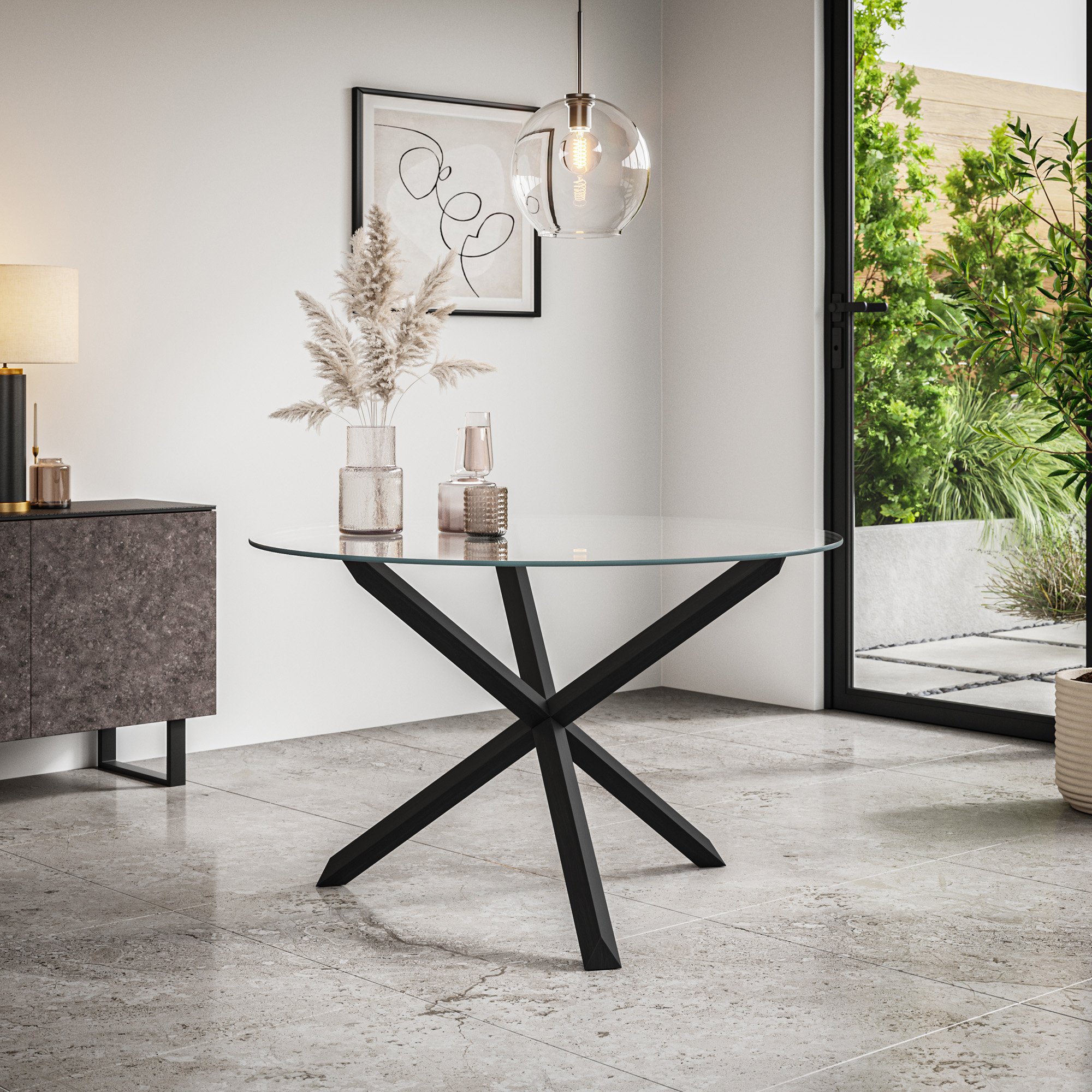 Furniture Online Malvern Monza Glass Top Dining Table & 6 Black Chairs - Image 2