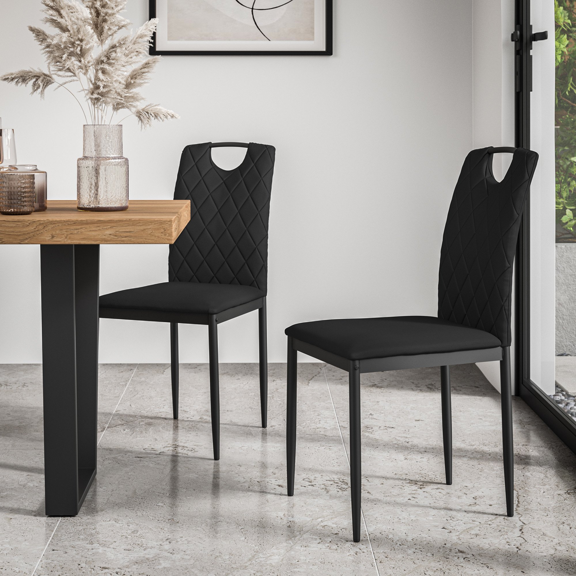 Furniture Online Malvern Monza Glass Top Dining Table & 6 Black Chairs - Image 5