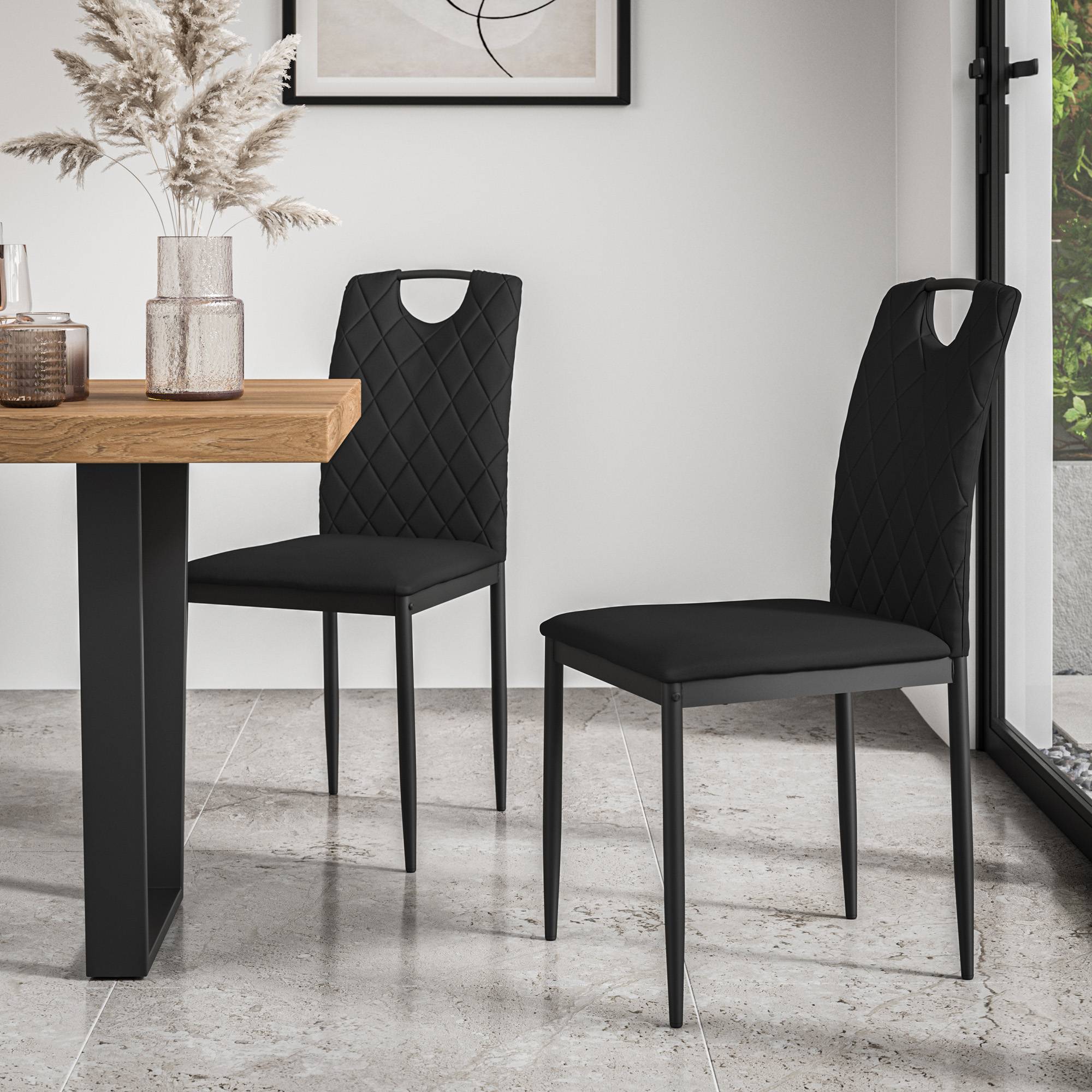 Furniture Online Malvern Monza Glass Top Dining Table & 6 Black Chairs - Image 5