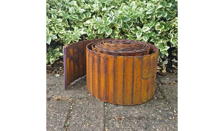 Primrose Galvanised Steel Lawn Edging Roll Wavy Border Edge Rust Effect - 10m
