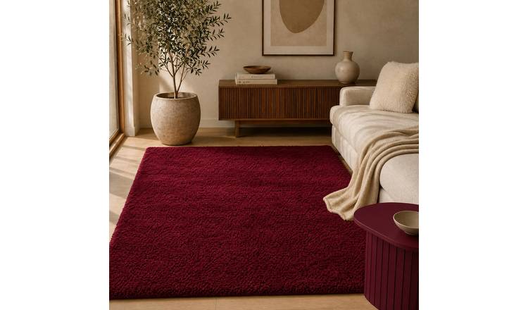 OHS Cosy Teddy Non-Slip Rug - 120 x 170cm - Berry