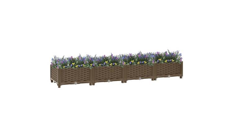 Walplus Polypropylene Raised Garden Bed - Brown - 160 x 40 x 23 cm