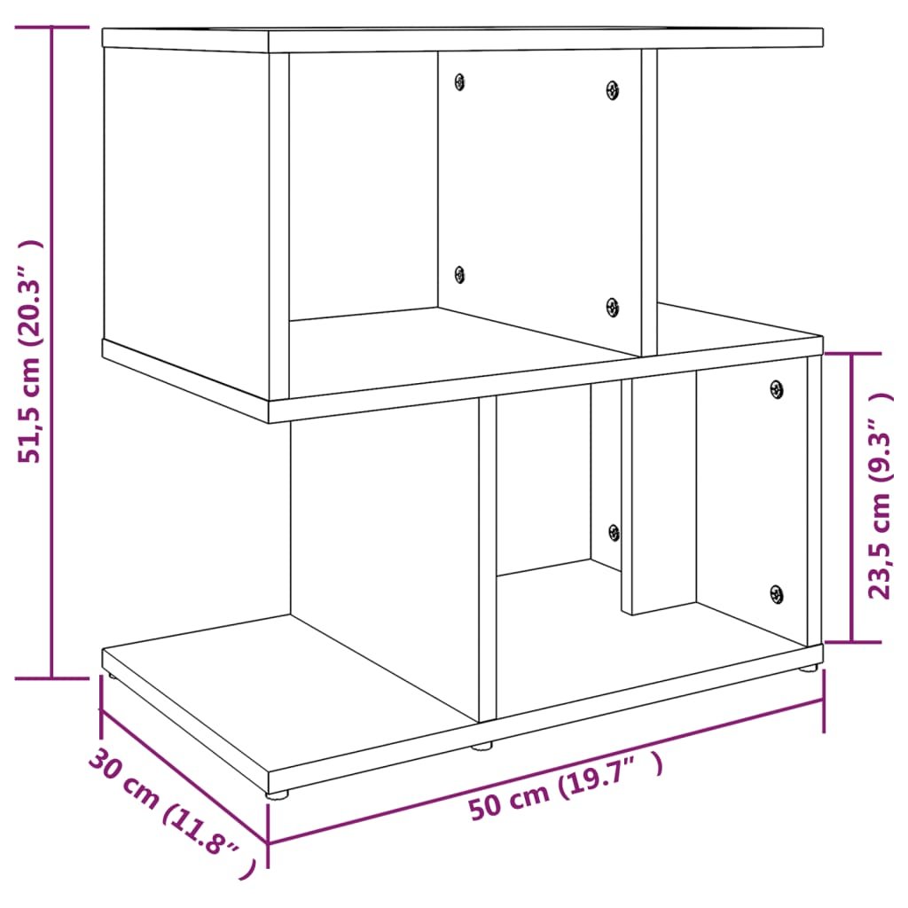 Walplus Engineered Wood Bedside Cabinet - Grey and Oak - 50 x 30 x 51.5 cm - Image 8