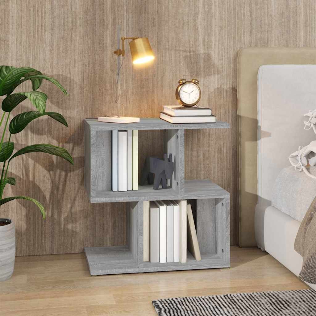 Walplus Engineered Wood Bedside Cabinet - Grey and Oak - 50 x 30 x 51.5 cm - Image 1