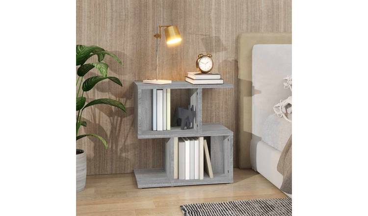 Walplus Engineered Wood Bedside Cabinet - Grey and Oak - 50 x 30 x 51.5 cm