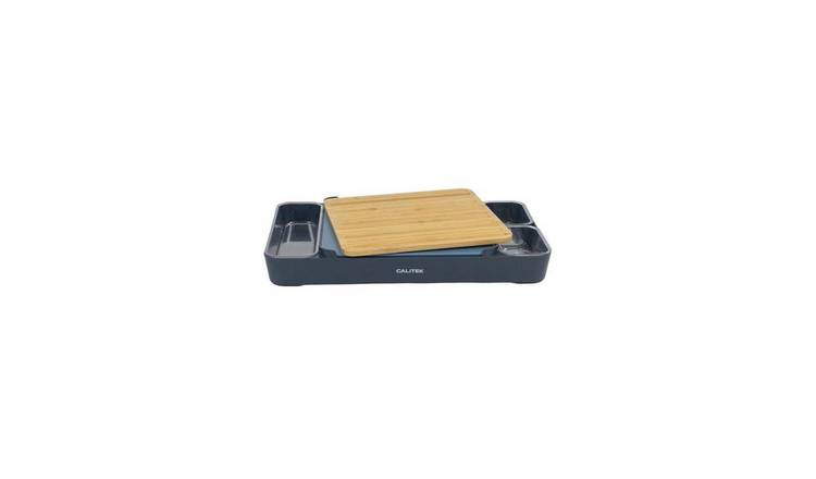 Calitek Chopping Board Set 1 Bamboo and 1 BPA Free Plastic Cutting Board - Blue