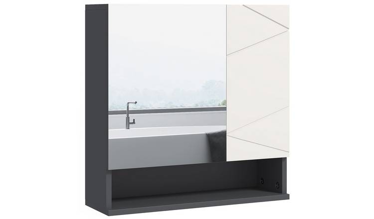 kleankin Wall Mounted Bathroom Mirror Cabinet - Light Grey