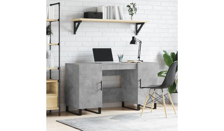 Walplus Engineered Wood and Iron Desk - Granite Grey - 140 x 50 x 75 cm (44.36)