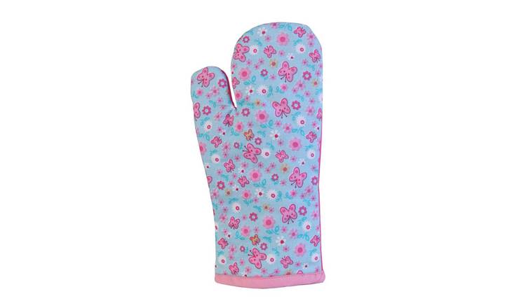 Homescapes Pink Butterflies Cotton Oven Glove