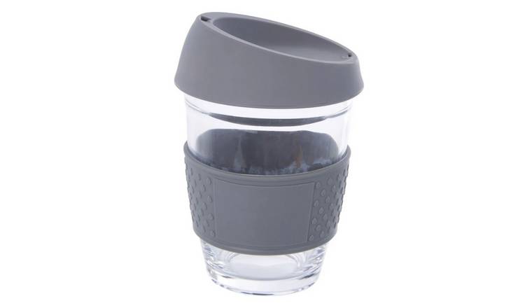Orsina Mimo Glass Mug with Silicone Band Lid – Grey