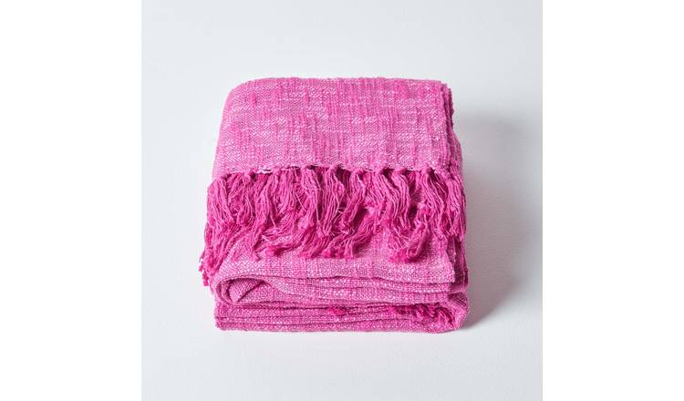 Homescapes Slub Cotton Nirvana Throw - 150 x 200 cm - Pink