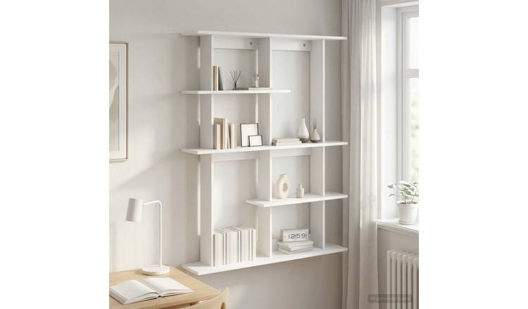 Walplus Engineered Wood Wall Shelf - White - 102 x 20 x 130 cm
