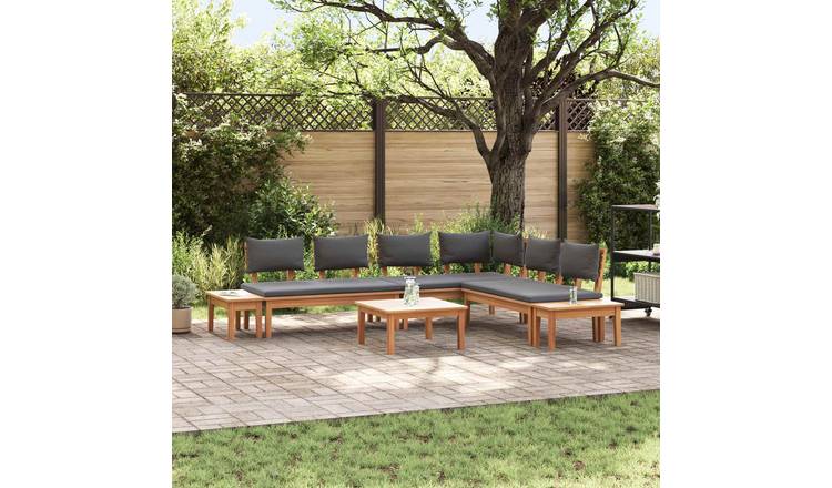 Walplus 3 Piece Metal Garden Sofa Set - Brown and Grey - 60 x 60 x 30 cm