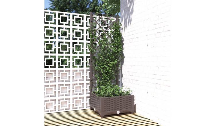 Walplus Polypropylene Garden Planter - Brown - 40 x 40 x 121.5 cm