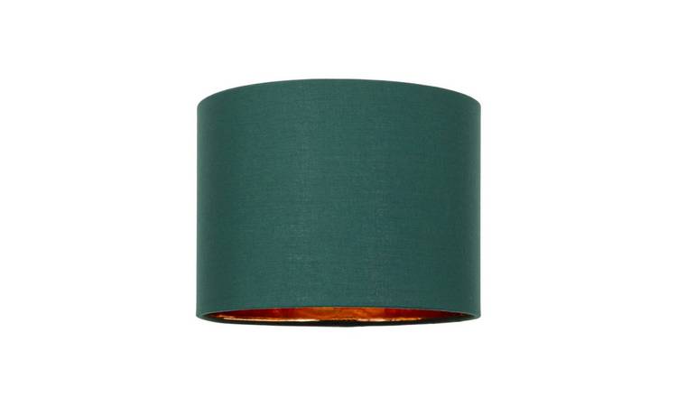 Happy Homewares Forest Green Cotton Fabric Small with Shiny Lampshade - 20cm