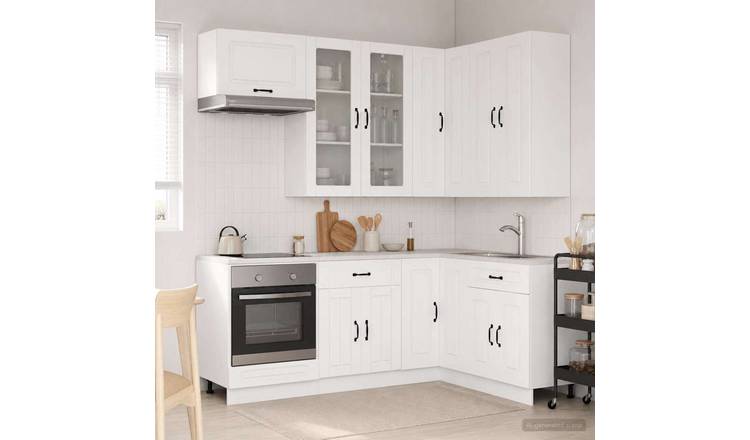 Walplus 8 Piece Engineered Wood Kitchen Unit Set - White