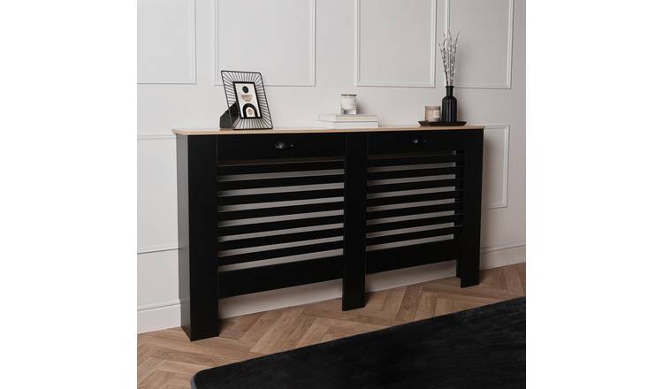 OHS Engineered Wood Radiator Cover - Black/Wood - Large