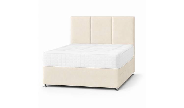 Comfy Deluxe 5ft King Size   Plush Velvet Divan Bed Set -  Cream