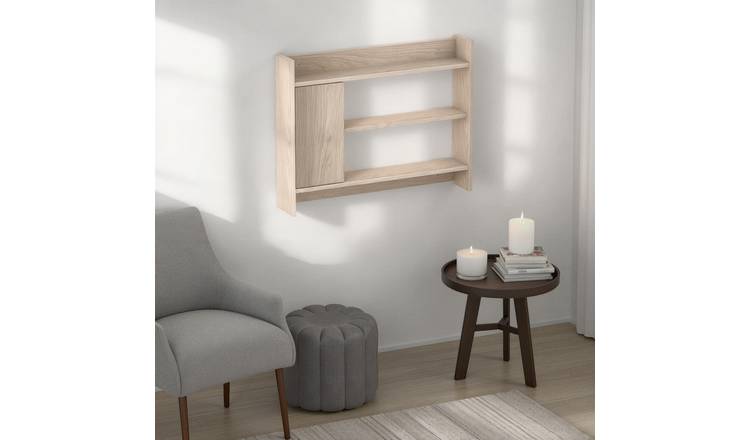 Decortie Fleet Wall Shelf Unit with 1 Door Cabinet - Sonoma Oak