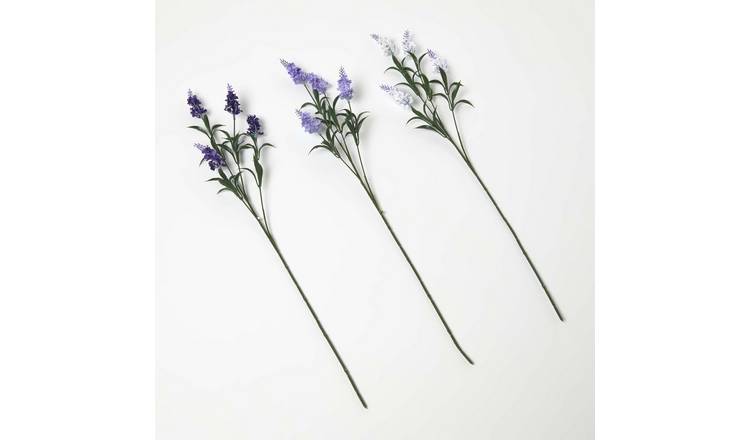 Homescapes Silk-like Polyester Artificial Lavender Stems - Purple