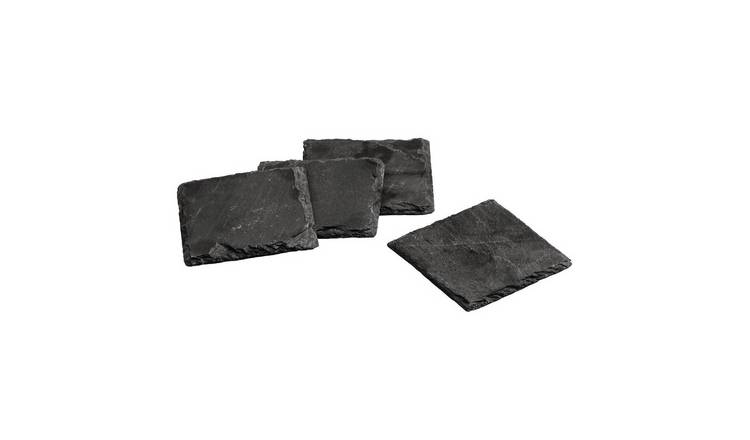 Orsina Set Of 4 Preto Slate Square Coasters - Black