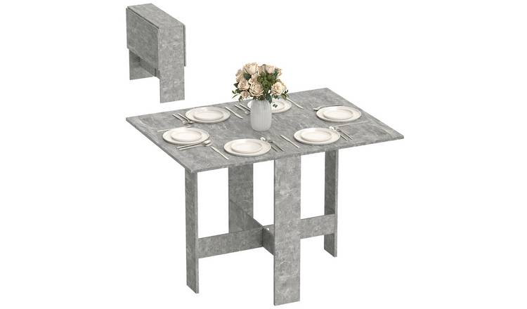 HOMCOM Folding Drop Leaf Dining Table for 6 People - Grey