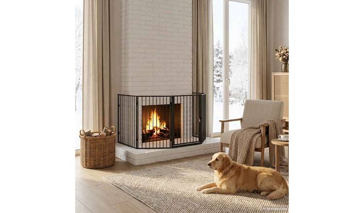 Walplus Steel Pet Fireplace Fence - Black - 123 x 123 x 76 cm