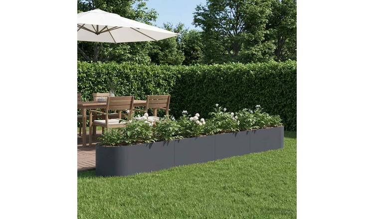 Walplus Steel Raised Garden Bed - Anthracite - 380 x 40 x 40 cm