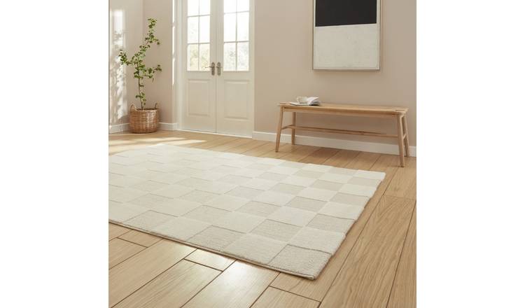 Mega Flooring White Modern Geometric Rug - 120 x 170cm