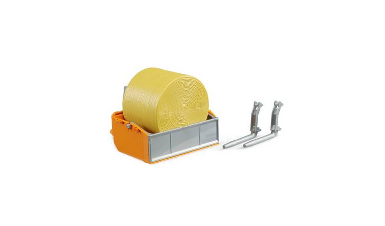 Bruder 1:16 Tractor Loading Box with Forks and Round Bale - Age 3+