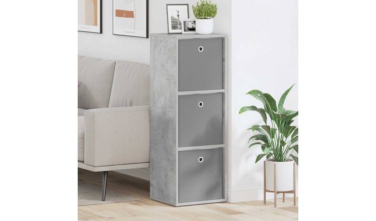 Walplus Sideboard with Drawers - Concrete Grey - 35 x 32 x 99.5 cm