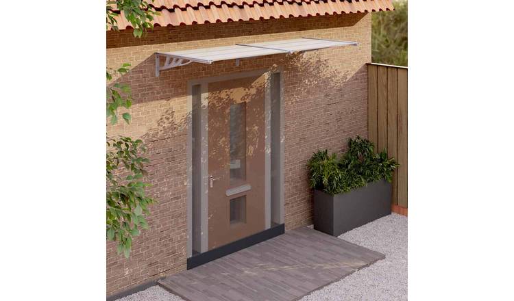 Walplus Polycarbonate Door Canopy - Grey and Transparent - 239 x 90 x 27.5 cm