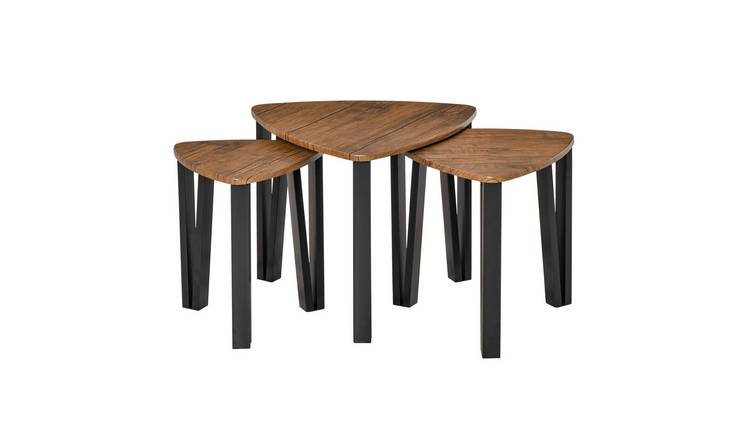 HOMCOM Nest of 3 Coffee Tables - Wood Grain