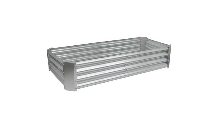 Harbour Housewares Rectangle Steel Raised Garden Bed - 180cm x 90cm - Silver
