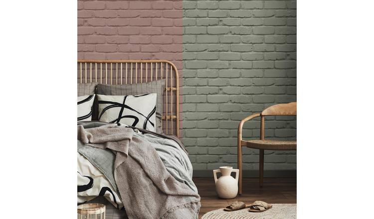Fine Decor Brick Wall Wallpaper - Sage Green