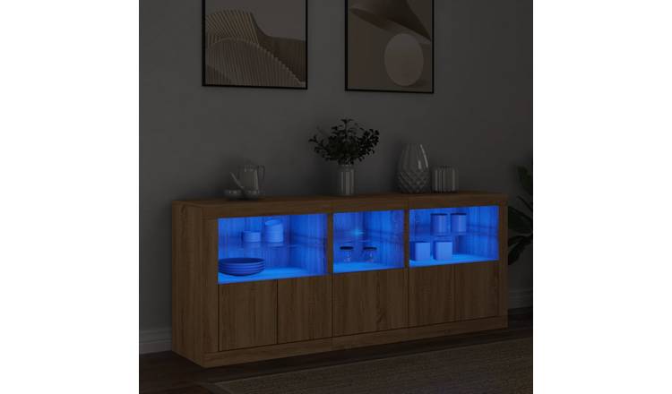 Walplus LED Engineered Wood Sideboard - Sonoma Oak - 162 x 37 x 67 cm