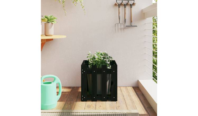 Walplus Wood Garden Planter - Black - 40 x 40 x 40 cm