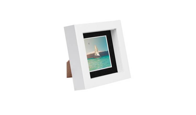Nicola Spring 3D Box Photo Frame - 4 x 4" with Mount - White