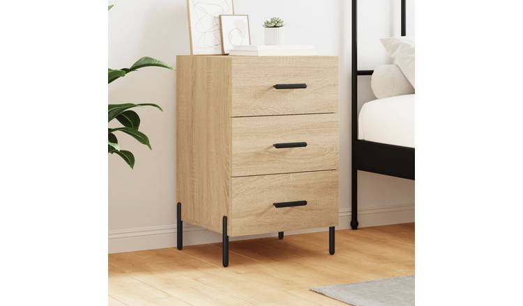 Walplus Engineered Wood Bedside Cabinet - Light Oak - 40 x 40 x 66 cm