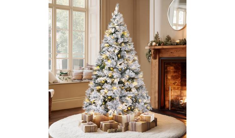 VeryMerry Snowy Pre-Lit Christmas Tree with Warm White LEDs - 6FT