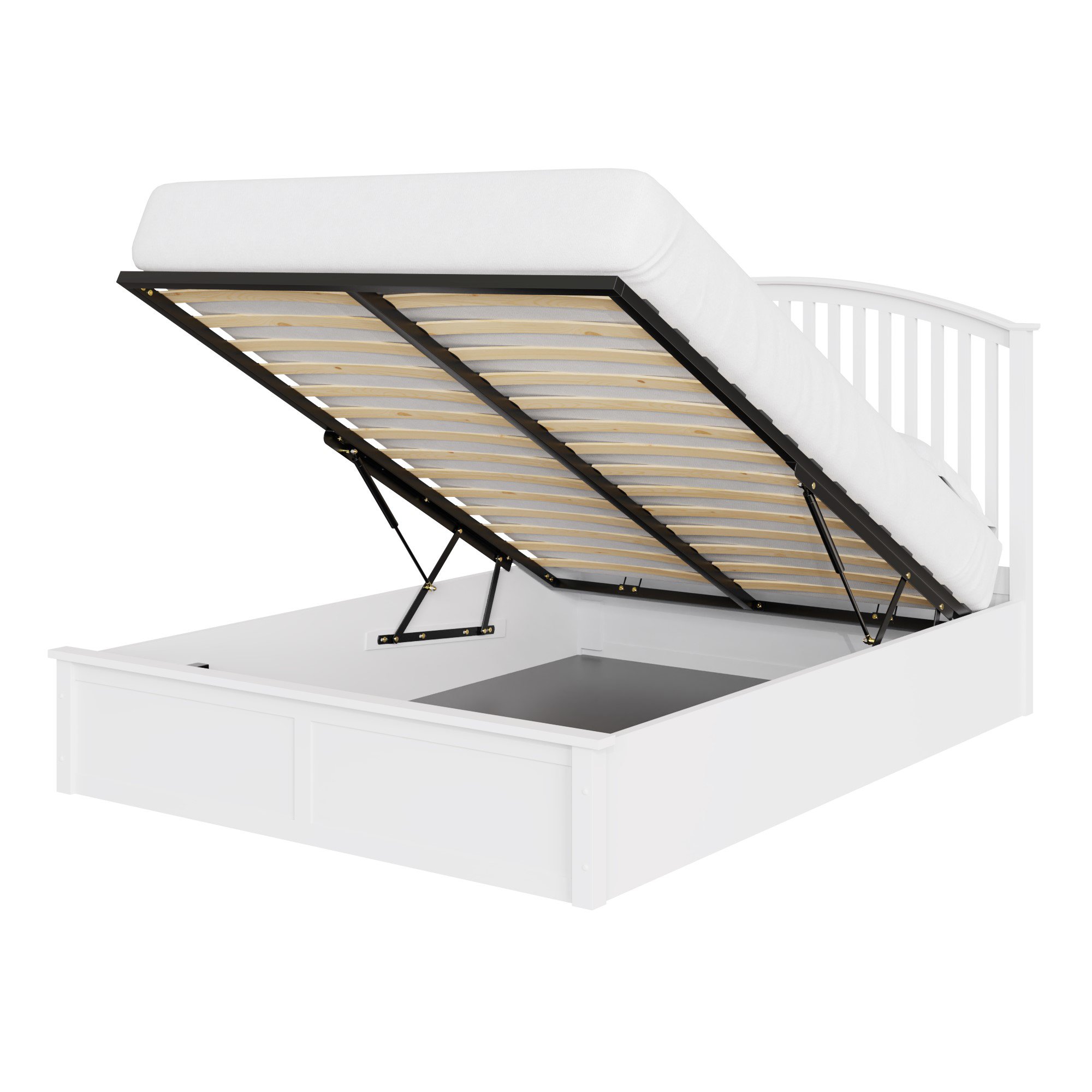 GFW Madrid Wooden King Size End Lift Ottoman Bed - White - Image 5