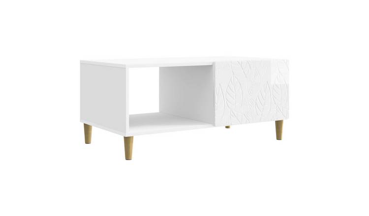 Walplus Patterned Coffee Table - Gloss White - 90 x 50 x 40 cm