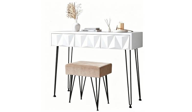 CARME Home Claudia Dressing Table & Stool set - White/Black
