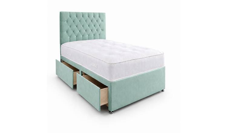 Comfy Deluxe 4ft Small Double       2 Drawer Velvet  Divan Bed Set -  Duck Egg