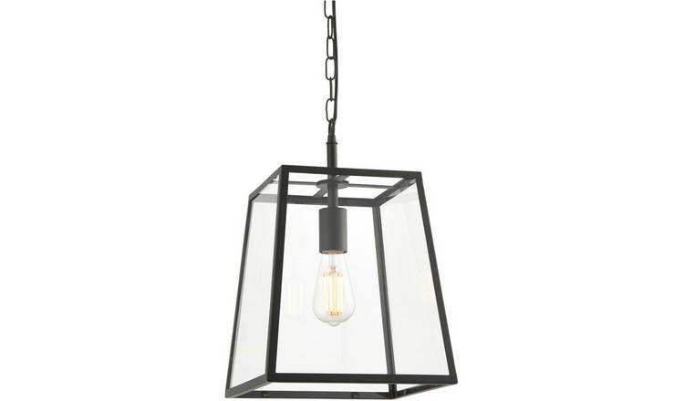 Loops Direct Steel and Glass Ceiling Pendant - Matt Black