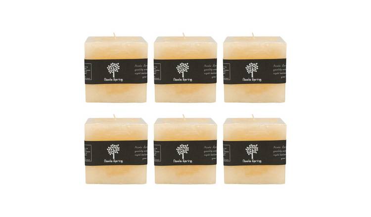 Nicola Spring 130ml Square Vanilla Pillar Candles Pack of 6 - Cream