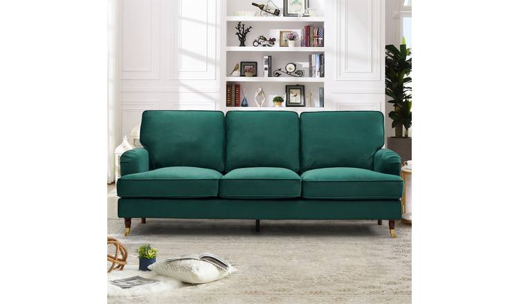 Artemis Home Woodbury 3 Seat Velvet Fabric Sofa - Green