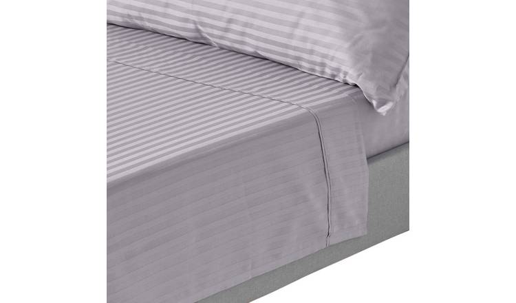 Homesapes Egyptian Cotton Grey Satin Stripe Flat Sheet - Single