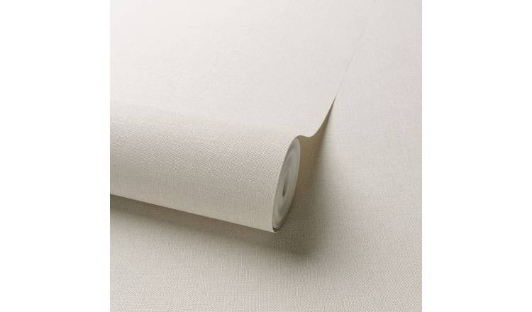 Grandeco Panama Plain Textured Linen Fabric Wallpaper - Beige
