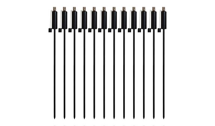 Harbour Housewares Metal Garden Torches - Cylinder - Black - Pack of 12